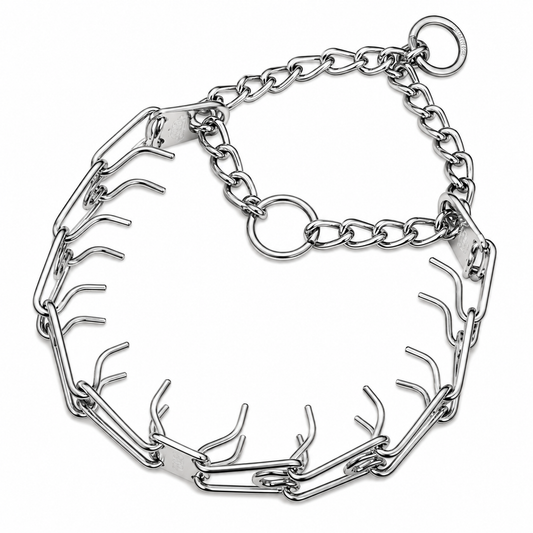 HERM SPRENGER - Chrome ULTRA-PLUS Prong Collar with Center-Plate and Assembly Chain