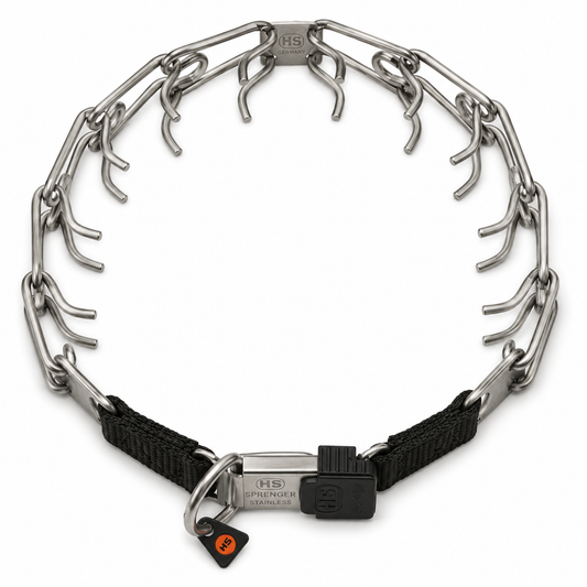 HERM SPRENGER - Stainless Steel ULTRA-PLUS Prong Collar with Center-Plate and ClicLock Quick-Release Buckle