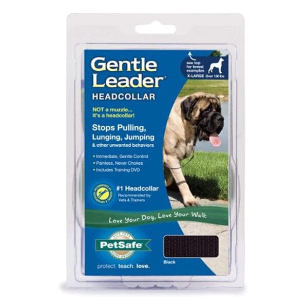 PET SAFE - Gentle Leader Headcollar Pet Leashes Petsafe X-Large 130 LBS + Black 