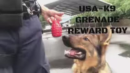 USA-K9 Magnum Grenade Chew Toy for Dogs – Ultra Durable Rubber, Treat Dispenser, Tug & Retrieving Toy