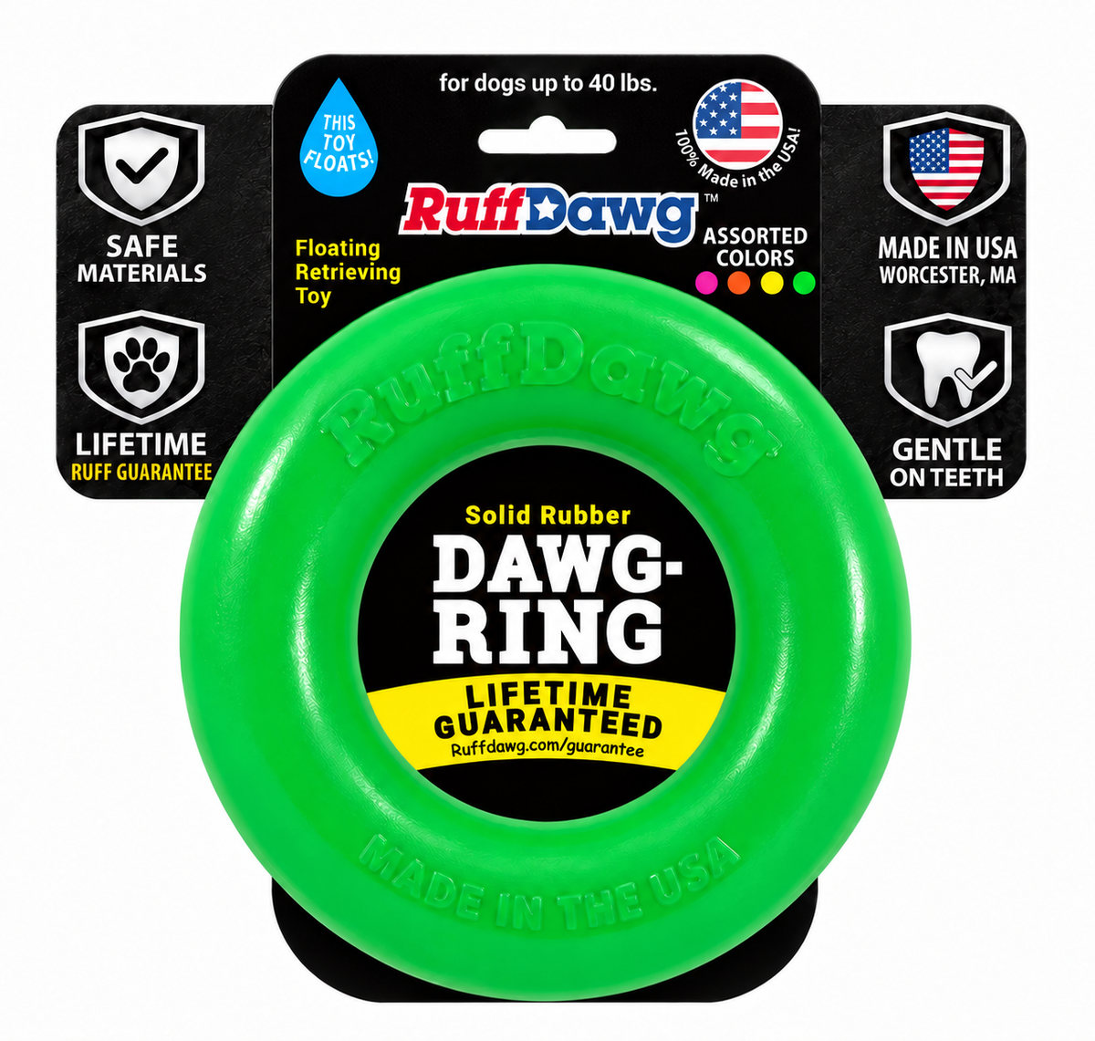 RUFF DAWG Dawg Ring for Aggressive Chewers – Floats, Bounces & Lifetime Guarantee