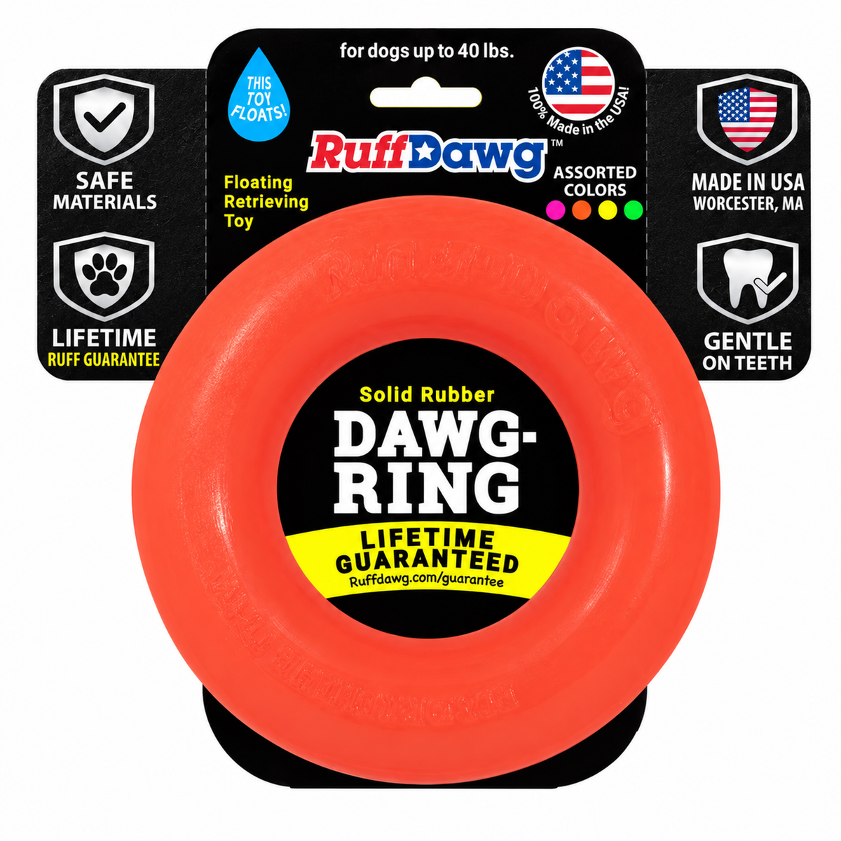 RUFF DAWG Dawg Ring for Aggressive Chewers – Floats, Bounces & Lifetime Guarantee