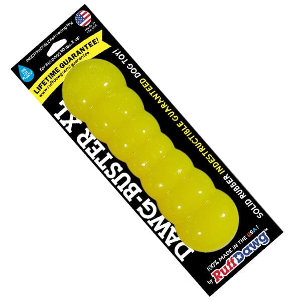 RUFF DAWG - Dawg Buster Indestructible Rubber Floating Retrieving Toy - Guaranteed For Life Ruff Dawg XL (over 40 llbs) Neon Yellow 