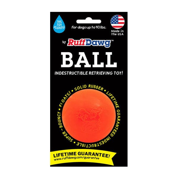 RUFF DAWG - Indestructible Rubber Floating Ball - Guaranteed For Life Dog Toys Ruff Dawg Small (Up to 40Lbs) Neon Orange 