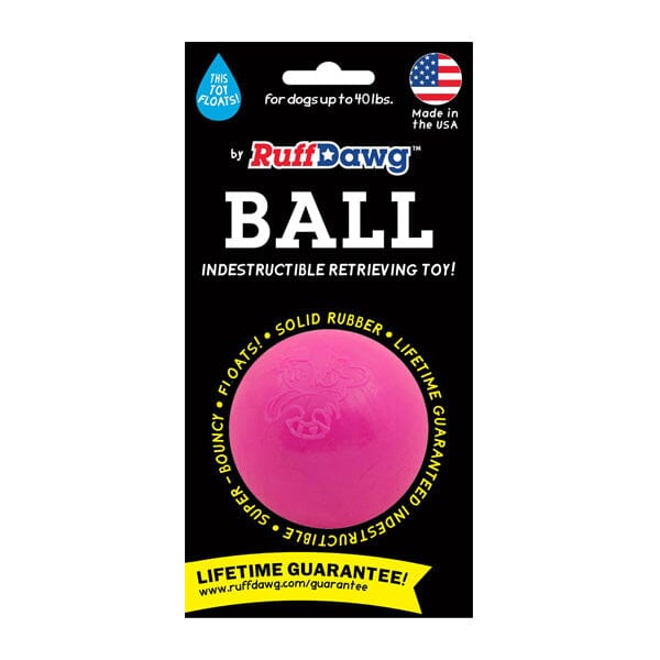 RUFF DAWG - Indestructible Rubber Floating Ball - Guaranteed For Life Dog Toys Ruff Dawg Small (Up to 40Lbs) Neon Pink 