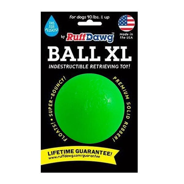 RUFF DAWG - Indestructible Rubber Floating Ball - Guaranteed For Life Dog Toys Ruff Dawg XL (40 lbs. and over) Neon Green 