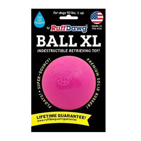 RUFF DAWG - Indestructible Rubber Floating Ball - Guaranteed For Life Dog Toys Ruff Dawg XL (40 lbs. and over) Neon Pink 