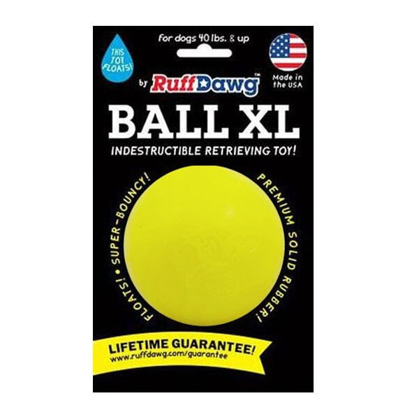 RUFF DAWG - Indestructible Rubber Floating Ball - Guaranteed For Life Dog Toys Ruff Dawg XL (40 lbs. and over) Neon Yellow 