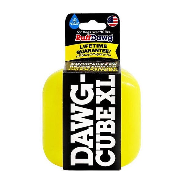 RUFF DAWG - Indestructible Rubber Floating Cube - Guaranteed For Life Dog Toys Ruff Dawg XL (40 Lbs & up) Neon Yellow 