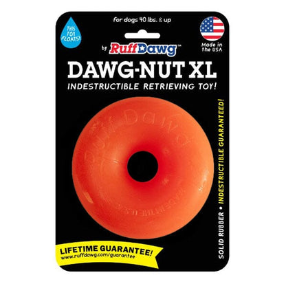 RUFF DAWG - Nut Indestructible Rubber Floating Donut Chew Toy - Guaranteed for Life in XL (40 Lbs & up), durable Dog Toys for dogs