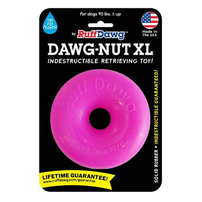 RUFF DAWG - Nut Indestructible Rubber Floating Donut Chew Toy - Guaranteed for Life in XL (40 Lbs & up), durable Dog Toys for dogs