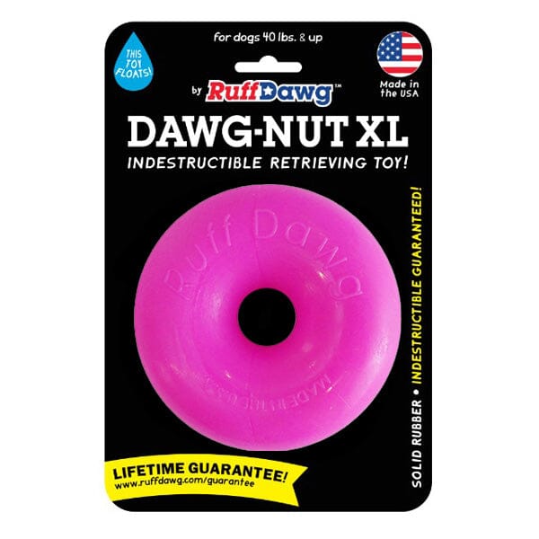 RUFF DAWG - Nut Indestructible Rubber Floating Donut Chew Toy - Guaranteed for Life Dog Toys Ruff Dawg XL (40 Lbs & up) Neon Pink 