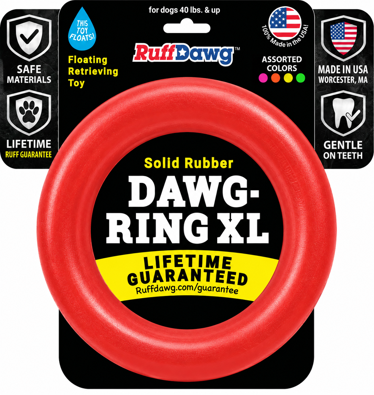 RUFF DAWG Dawg Ring for Aggressive Chewers – Floats, Bounces & Lifetime Guarantee