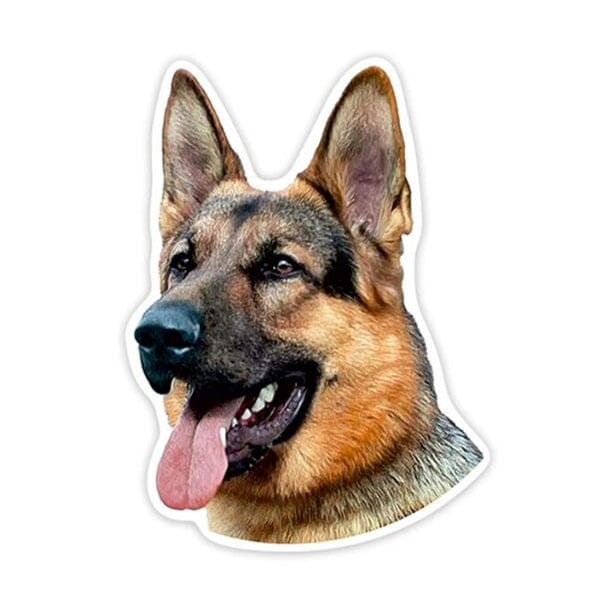 German Shepherd Portrait - Sticker 6" x 8" in , durable for dogs