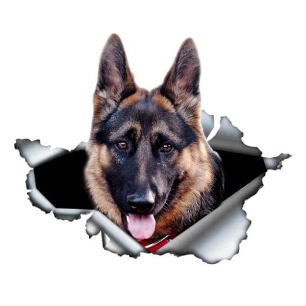 GSD Breaking Out - Sticker 6.5" x 5.5" in , durable for dogs