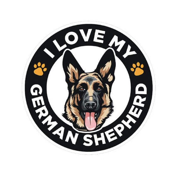 I Love My German Shepherd Portrait - Sticker 5.5" x 5.5" in , durable for dogs