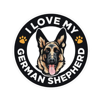 I Love My German Shepherd Portrait - Sticker 5.5" x 5.5" in , durable for dogs