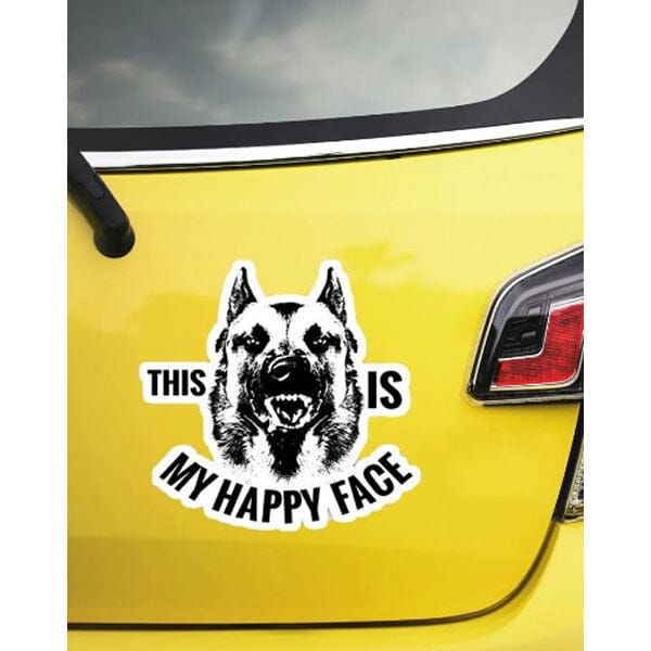 Malinois: This Is My Happy Face - Sticker 7" x 7.5" in , durable for dogs
