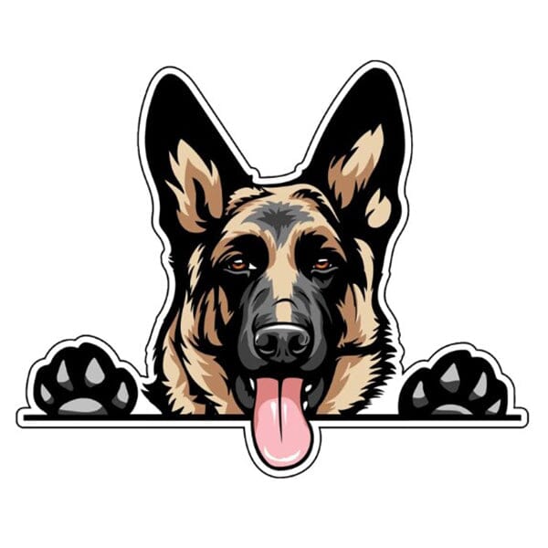 Peeking German Shepherd (Color) - Sticker 7.5" x 6" in , durable for dogs