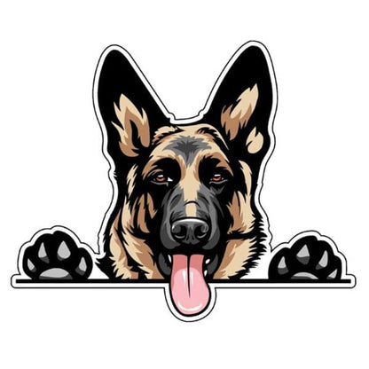 Peeking German Shepherd (Color) - Sticker 7.5" x 6" in , durable for dogs