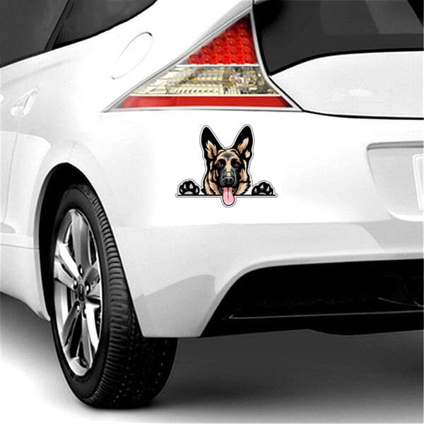 Peeking German Shepherd (Color) - Sticker 7.5" x 6" in , durable for dogs