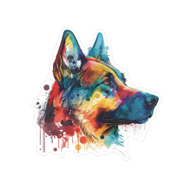 Watercolor German Shepherd - Sticker 5.5" x 5.5" in , durable for dogs
