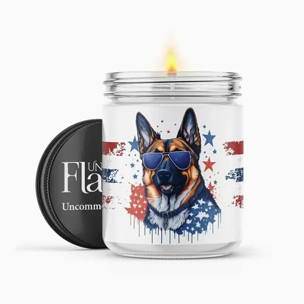 UNCOMMON FLAME - Americana Dog Candle in Apple Cider & Clove, durable for dogs