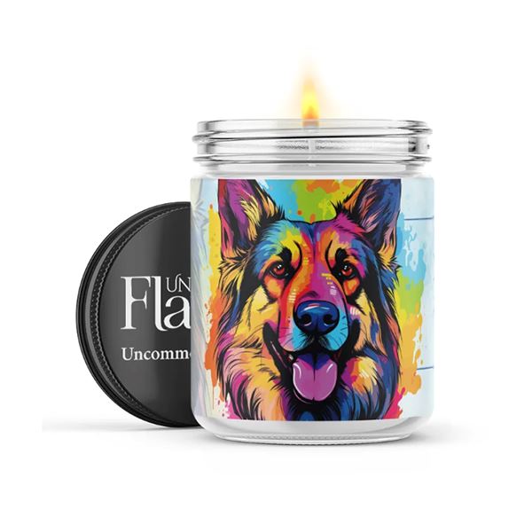 UNCOMMON FLAME - German Shepherd Candle in Apple Cider & Clove, durable for dogs