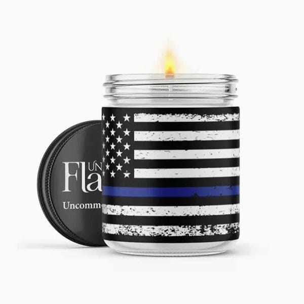 UNCOMMON FLAME - Thin Blue Line Candle in Apple Cider & Clove, durable for dogs