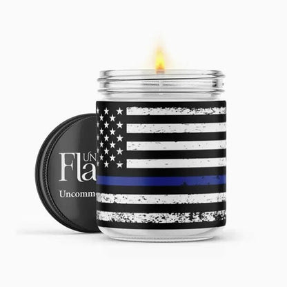 UNCOMMON FLAME - Thin Blue Line Candle in Apple Cider & Clove, durable for dogs