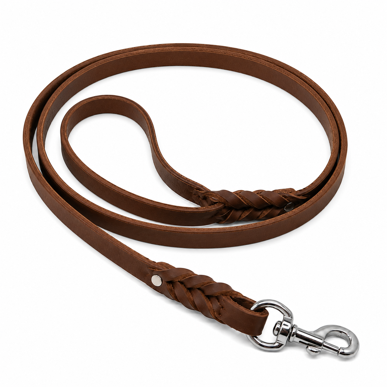 GSS 1/2" Lightweight Harness Leather Dog Leash with Stainless Steel Clasp