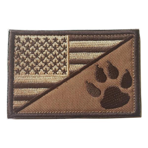 GSS - American Flag With Dog Tracker Paw Embroidered Tactical Patch With Velcro in Brown, durable Animals & Pet Supplies for dogs