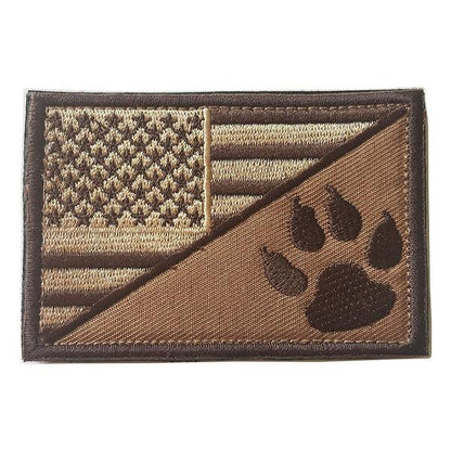 GSS - American Flag With Dog Tracker Paw Embroidered Tactical Patch With Velcro in Brown, durable Animals & Pet Supplies for dogs