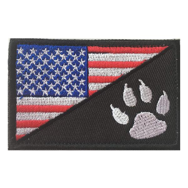 GSS - American Flag With Dog Tracker Paw Embroidered Tactical Patch With Velcro in Red White & Blue, durable Animals & Pet Supplies for dogs