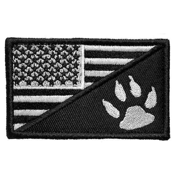 GSS - American Flag With Dog Tracker Paw Embroidered Tactical Patch With Velcro in Silver, durable Animals & Pet Supplies for dogs