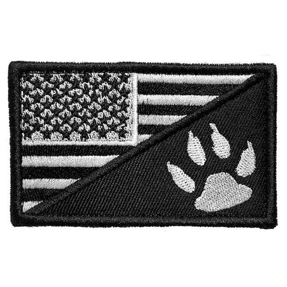GSS - American Flag With Dog Tracker Paw Embroidered Tactical Patch With Velcro in Silver, durable Animals & Pet Supplies for dogs