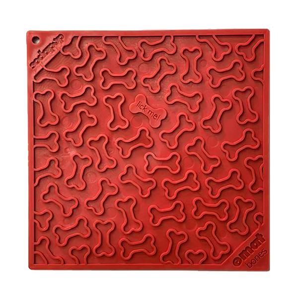 SODAPUP - Bones Design Licking Mat in Red, durable Dog Toys for dogs