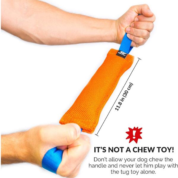 Bull Fit - K9 Dog Bite Tug Toy with 2 Strong Handles - Made of Durable & Tear-Resistant French Linen - Perfect for Tug of War, Fetch & Puppy Training - Ideal for Medium to Large Dogs - Firmly Stitched Pull Toy m Toys Bull Fit 