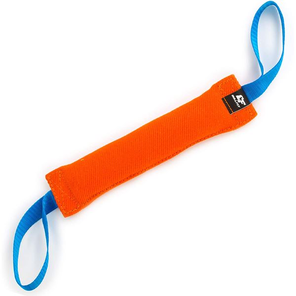 Bull Fit - K9 Dog Bite Tug Toy with 2 Strong Handles - Made of Durable & Tear-Resistant French Linen - Perfect for Tug of War, Fetch & Puppy Training - Ideal for Medium to Large Dogs - Firmly Stitched Pull Toy m Toys Bull Fit Orange 