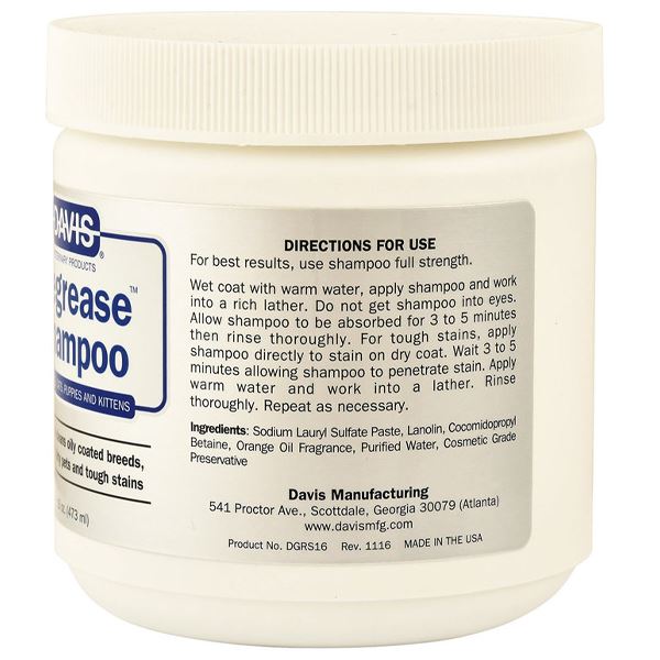DAVIS - Degrease Shampoo, 16oz in , durable Pet Shampoo & Conditioner for dogs