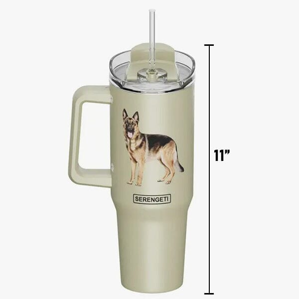 E&S - German Shepherd 40 oz Tumbler with Handle and Straw Lids in , durable tumbler for dogs