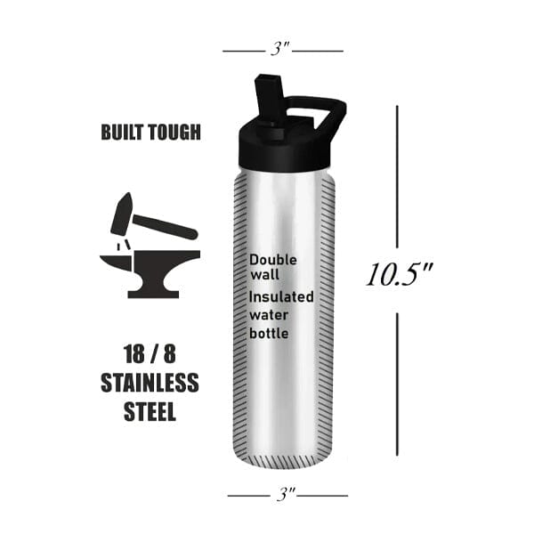 E&S - German Shepherd Stainless Steel Water Bottle 24 Oz SERENGETI in , durable for dogs