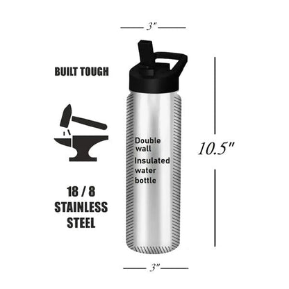 E&S - German Shepherd Stainless Steel Water Bottle 24 Oz SERENGETI in , durable for dogs