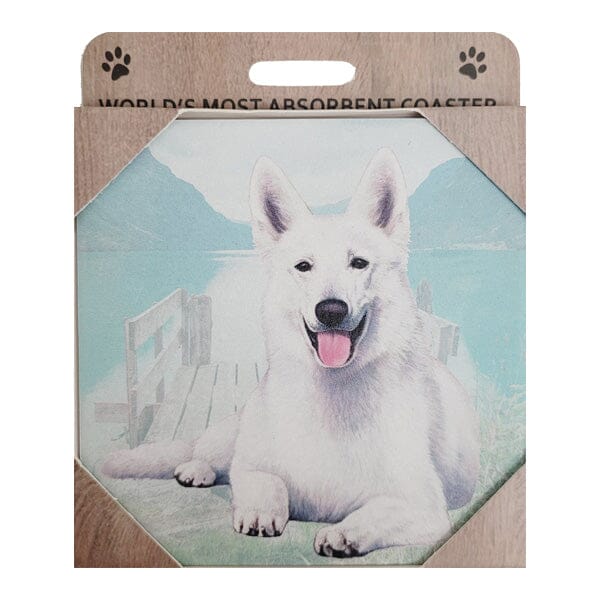 E&S - White German Shepherd Square Coaster in , durable Animals & Pet Supplies for dogs