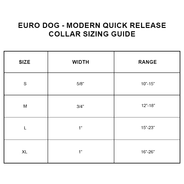 EURO DOG - Genuine Leather Modern Quick Release Dog Collar Euro Dog 