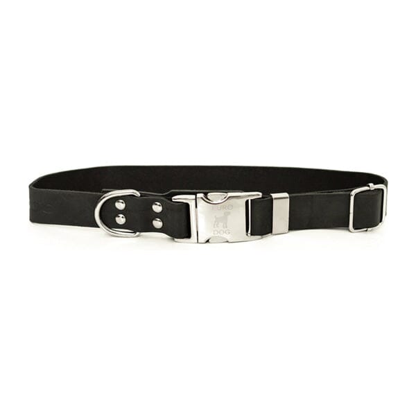 EURO DOG - Genuine Leather Modern Quick Release Dog Collar Euro Dog Small Black 