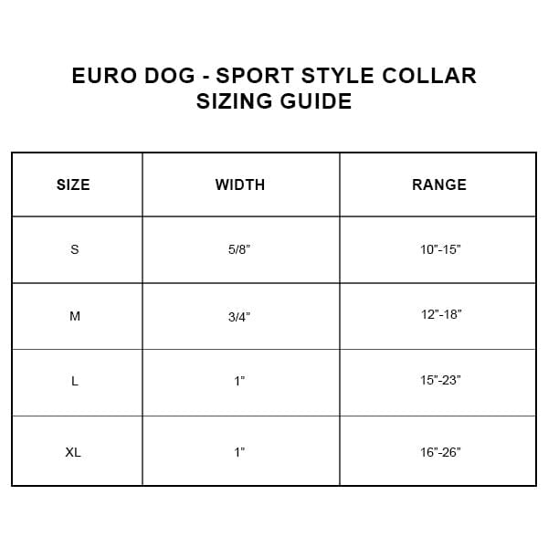 EURO DOG - Genuine Leather Sport Style Dog Collar Euro Dog 