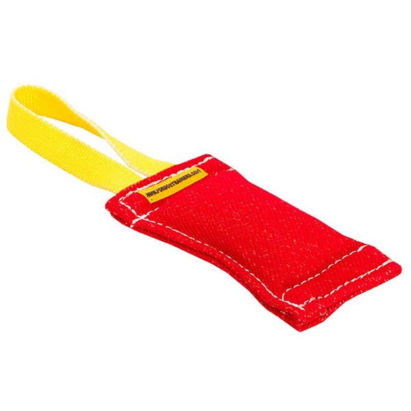 FOR DOG TRAINERS - French Linen Bite Tug With One Handle 8" x 2" in , durable for dogs