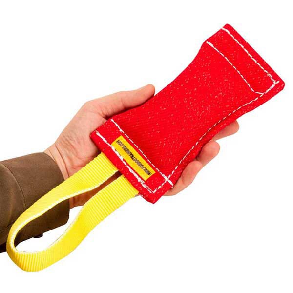 FOR DOG TRAINERS - French Linen Bite Tug With One Handle 8" x 2" For Dog Trainers 