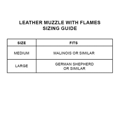 FOR DOG TRAINERS - Leather Muzzle with Hand-Painted Flames in , durable for dogs